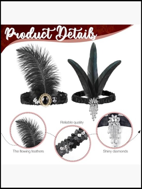 Feather Headband Bulk 24 Pack 1920s Flapper Costume Headpiece Party Accessory main image 4